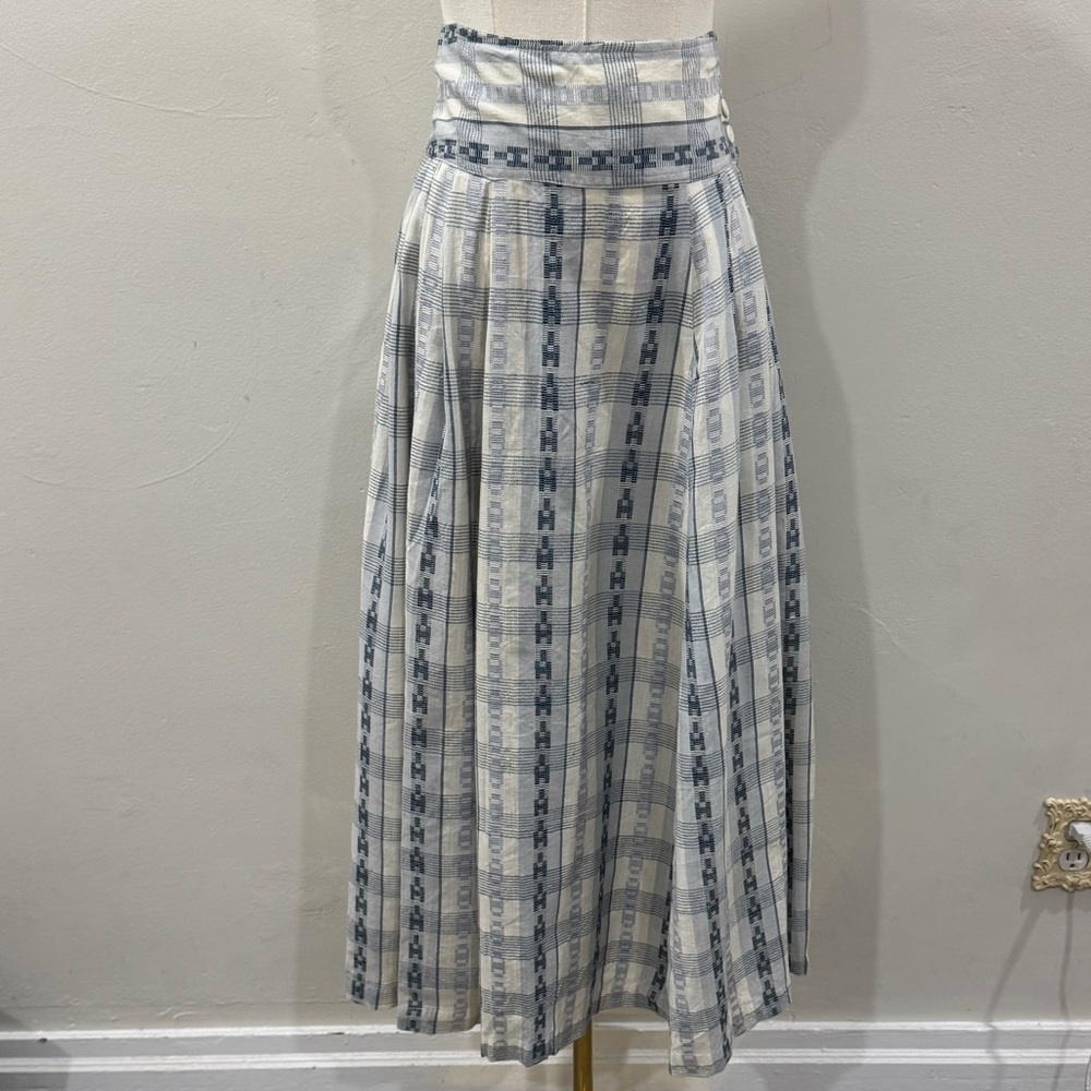 Krazy Kat Blue and White Midi Skirt
